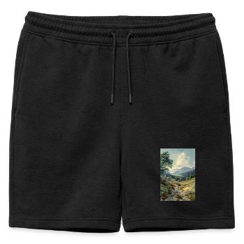 Poster Illustration Paysage de Nature - Short de survêtement homme premium - noir - Devant - AI Model Male 178 light (178cm)