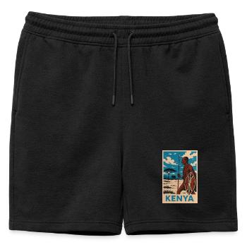 Kenya Maasaï guerrier Nature Illustration - Short de survêtement homme premium - noir - Devant - AI Model Male 178 light (178cm)