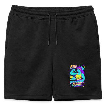 80s Power Gym / Strong Woman - Mens' Premium Organic Sweatshorts - black - Front - AI Model Male 178 light (178cm)