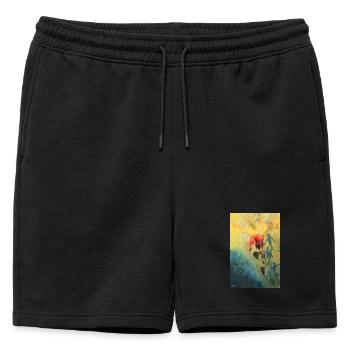 Scène florale abstraite - Short de survêtement homme premium - noir - Devant - AI Model Male 178 light (178cm)
