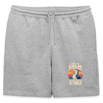 Perroquet disant que j’ai peut-être l’air calme mais dans ma tête - Short de survêtement homme premium - gris chiné - Devant - AI Model Male 178 light (178cm)