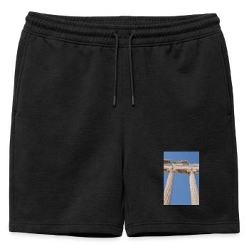 Colonnes antiques sous le ciel bleu, Acropole - Short de survêtement homme premium - noir - Devant - AI Model Male 178 light (178cm)