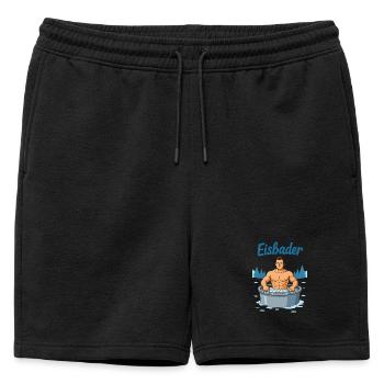 Eisbader Muskelmann im Eisbad - Mens' Premium Organic Sweatshorts - black - Front - AI Model Male 178 light (178cm)