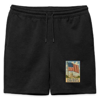 Que Dieu bénisse l’art du drapeau américain - Short de survêtement homme premium - noir - Devant - AI Model Male 178 light (178cm)