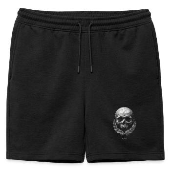 Skull with Laurel – Dark Vintage - Mens' Premium Organic Sweatshorts - black - Front - AI Model Male 178 light (178cm)