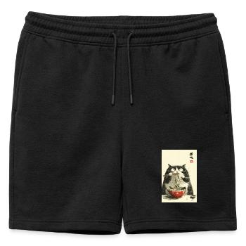 Ramen Cat Noodle Joy - Mens' Premium Organic Sweatshorts - black - Front - AI Model Male 178 light (178cm)
