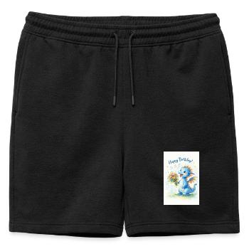 Dragon bleu avec bouquet de fleurs - Short de survêtement homme premium - noir - Devant - AI Model Male 178 light (178cm)