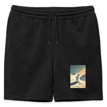 Skiing Snowman - Mens' Premium Organic Sweatshorts - black - Front - AI Model Male 178 light (178cm)