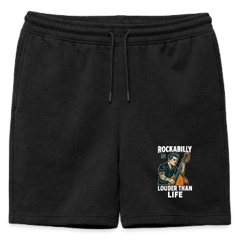 Rockabilly Bassist: Louder Than Life Retro Design - Mens' Premium Organic Sweatshorts - black - Front - AI Model Male 178 light (178cm)