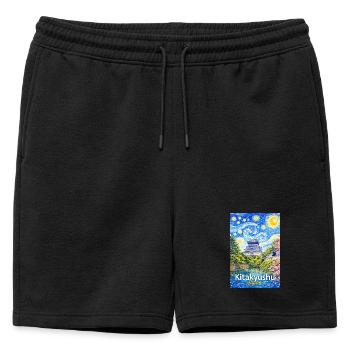 Kitakyushu, Japan - Mens' Premium Organic Sweatshorts - black - Front - AI Model Male 178 light (178cm)