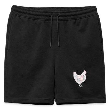 Peinture aquarelle de poule poule - Short de survêtement homme premium - noir - Devant - AI Model Male 178 light (178cm)