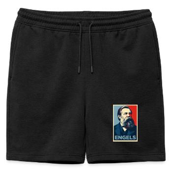 Portrait pop art d’Engels - Short de survêtement homme premium - noir - Devant - AI Model Male 178 light (178cm)