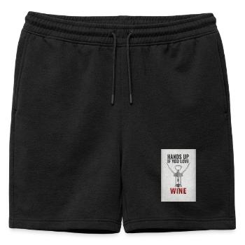 Levez la main si vous aimez le vin. Drôle de dicton. - Short de survêtement homme premium - noir - Devant - AI Model Male 178 light (178cm)