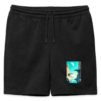 L’humanité trouve enfin sa nouvelle maison dans l’espace - Short de survêtement homme premium - noir - Devant - AI Model Male 178 light (178cm)