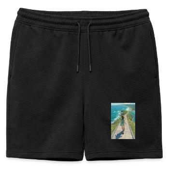 Longboarder à crête côtière - Short de survêtement homme premium - noir - Devant - AI Model Male 178 light (178cm)