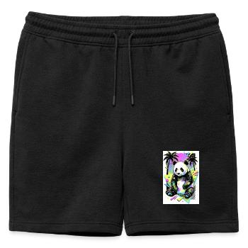 panda - Short de survêtement homme premium - noir - Devant - AI Model Male 178 light (178cm)