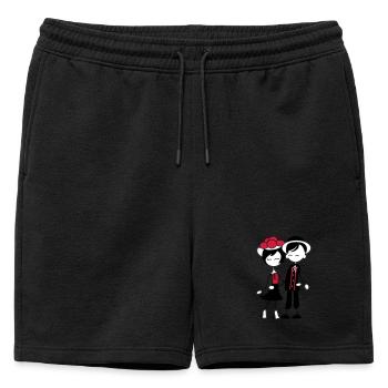 Doux couple de la Forêt-Noire - Bollenhut & Tracht - Short de survêtement homme premium - noir - Devant - AI Model Male 178 light (178cm)