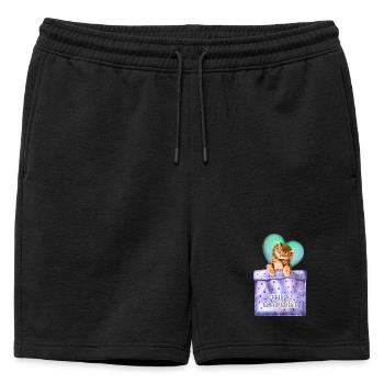 Official sleepshirt cute kitten for a sleepyhead - Mens' Premium Organic Sweatshorts - black - Front - AI Model Male 178 light (178cm)