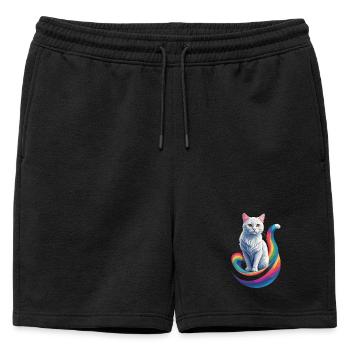 Chat mignon - Short de survêtement homme premium - noir - Devant - AI Model Male 178 light (178cm)