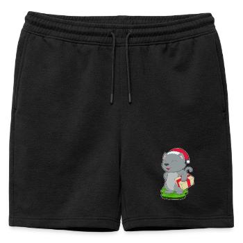 Cat Christmas Package - Mens' Premium Organic Sweatshorts - black - Front - AI Model Male 178 light (178cm)