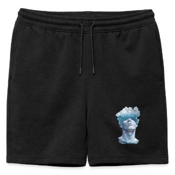 Buste statuaire surréaliste en marbre - Short de survêtement homme premium - noir - Devant - AI Model Male 178 light (178cm)