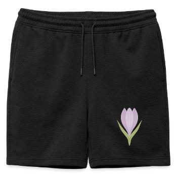 Illustration de la fleur de crocus lilas - Short de survêtement homme premium - noir - Devant - AI Model Male 178 light (178cm)