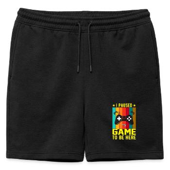 J’ai mis le jeu en pause pour être ici - Short de survêtement homme premium - noir - Devant - AI Model Male 178 light (178cm)