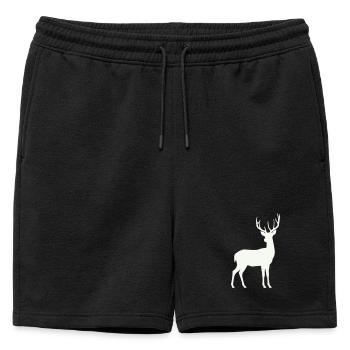 Silhouette de cerf au clair de lune - Short de survêtement homme premium - noir - Devant - AI Model Male 178 light (178cm)