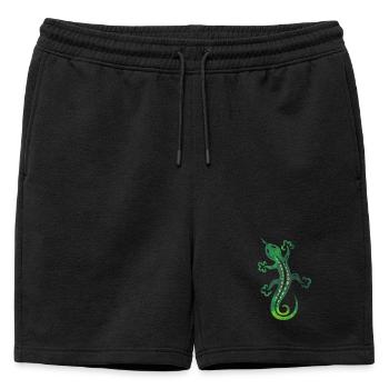 Lézard vert, salamandre, gecko. - Short de survêtement homme premium - noir - Devant - AI Model Male 178 light (178cm)