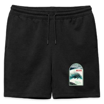 Vagues de Nazaré, Paradis du Surf - Short de survêtement homme premium - noir - Devant - AI Model Male 178 light (178cm)