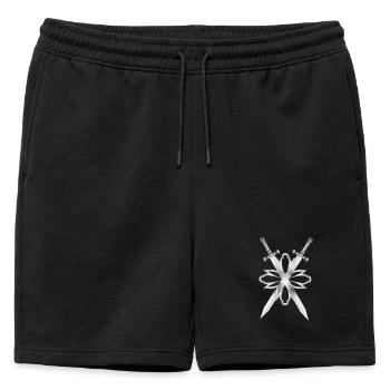 Two swords in silver ornament - Mens' Premium Organic Sweatshorts - black - Front - AI Model Male 178 light (178cm)