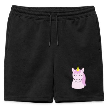 Cute unicorn with closed eyes - Mens' Premium Organic Sweatshorts - black - Front - AI Model Male 178 light (178cm)