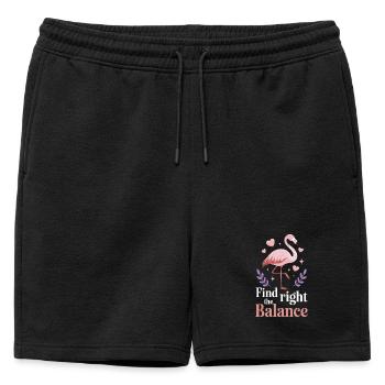 Find The Right Balance Flamingo Spruch - Männer Premium Organic Sweatshorts - Schwarz - Vorne - AI Model Male 178 light (178cm)