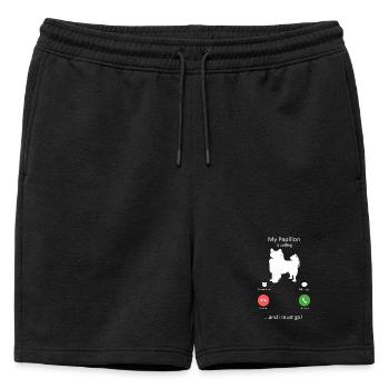 Interface de téléphone intelligent Papillon Dog Calling - Short de survêtement homme premium - noir - Devant - AI Model Male 178 light (178cm)