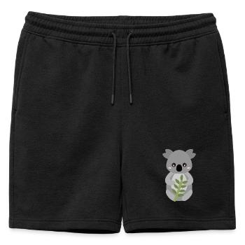 Koala à l’étreinte de feuille - Short de survêtement homme premium - noir - Devant - AI Model Male 178 light (178cm)