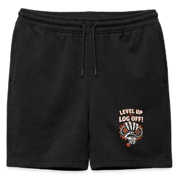 Level Up or Log Off Gaming Skeleton - Mens' Premium Organic Sweatshorts - black - Front - AI Model Male 178 light (178cm)