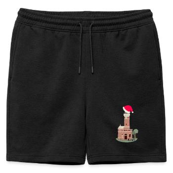 Noël, Phare de Kiel Holtenau - Short de survêtement homme premium - noir - Devant - AI Model Male 178 light (178cm)