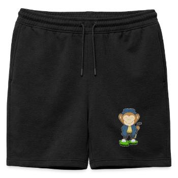 Monkey Pensioner Walking Stick - Mens' Premium Organic Sweatshorts - black - Front - AI Model Male 178 light (178cm)