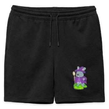 Bunny Witch Broom - Mens' Premium Organic Sweatshorts - black - Front - AI Model Male 178 light (178cm)