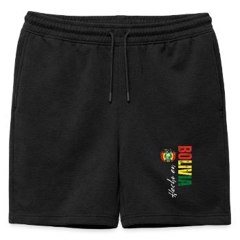 Fabriqué en Bolivie, design vertical - Short de survêtement homme premium - noir - Devant - AI Model Male 178 light (178cm)