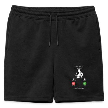 Jiu Jitsu Is Calling Funny Martial Arts Slogan - Mens' Premium Organic Sweatshorts - black - Front - AI Model Male 178 light (178cm)