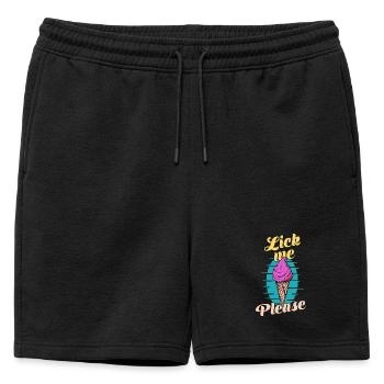 Lèche-moi s’il te plaît Eis Cream Art rétro drôle - Short de survêtement homme premium - noir - Devant - AI Model Male 178 light (178cm)