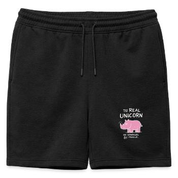 Licorne sans paillettes - Short de survêtement homme premium - noir - Devant - AI Model Male 178 light (178cm)