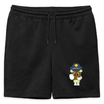 Café Policier Sifflet Police - Short de survêtement homme premium - noir - Devant - AI Model Male 178 light (178cm)