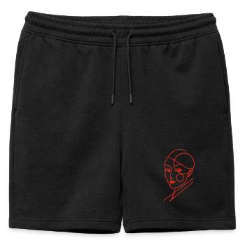 Humain géométrique rouge - Short de survêtement homme premium - noir - Devant - AI Model Male 178 light (178cm)