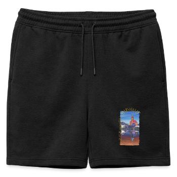 Historisches Dortmunder Hafenamt - Männer Premium Organic Sweatshorts - Schwarz - Vorne - AI Model Male 178 light (178cm)