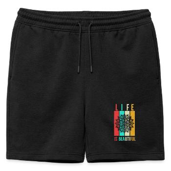 La vie est belle Mandala - Short de survêtement homme premium - noir - Devant - AI Model Male 178 light (178cm)