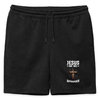 Jésus n’a jamais abandonné l’église des lecteurs de la Bible - Short de survêtement homme premium - noir - Devant - AI Model Male 178 light (178cm)