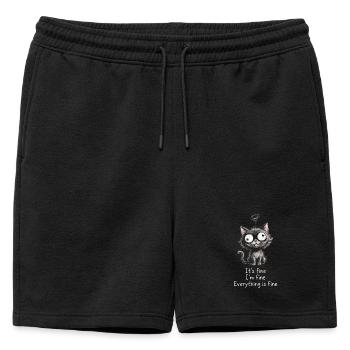 It's Fine I'm Fine Everything is Fine Cats - Mens' Premium Organic Sweatshorts - black - Front - AI Model Male 178 light (178cm)
