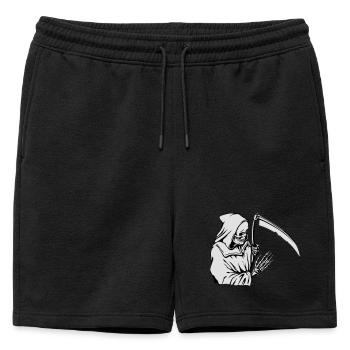 Silhouette de Faucheuse avec faux - Short de survêtement homme premium - noir - Devant - AI Model Male 178 light (178cm)